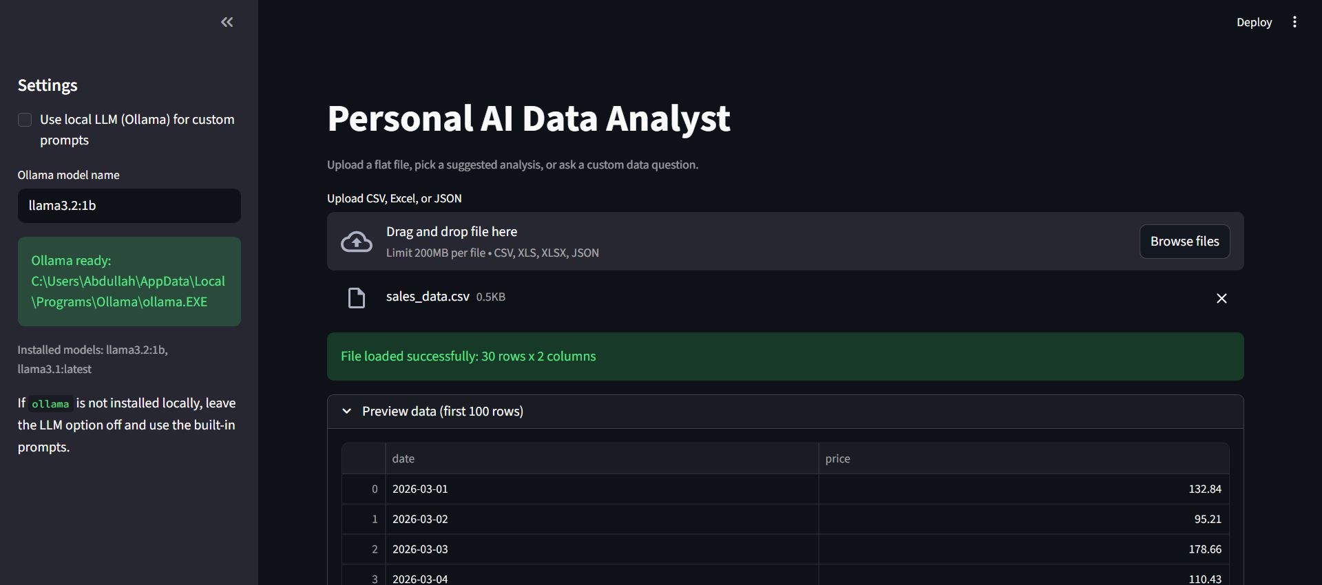 Preview image for Personal AI Data Analyst project